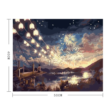 Cuttlefish diy digital oil painting 8359 firework season 40*50cm coloring painting living room scenery adult hand-painted handmade oil painting diy student painting decorative painting