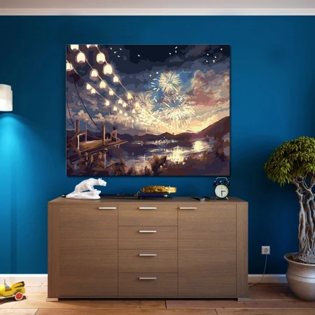 Cuttlefish diy digital oil painting 8359 firework season 40*50cm coloring painting living room scenery adult hand-painted handmade oil painting diy student painting decorative painting