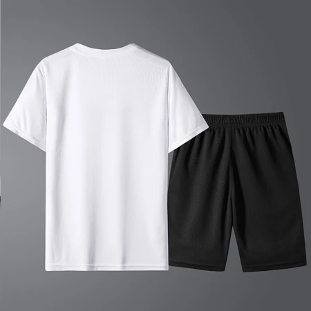 Lake rooster sports suit men's summer short-sleeved T-shirt new elastic comfortable breathable thin section quick-drying casual underwear 8805 black 4XL about 160-175 catties