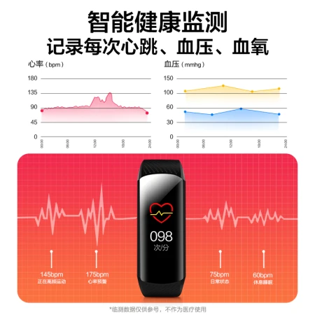 Huiduoduo Sports Bracelet Smart Wrist Blood Pressure Measurement Heart Rate Blood Oxygen Monitoring Healthy Sleep Bluetooth Electronic Pedometer Applicable to Apple Huawei Xiaomi Male and Female Models
