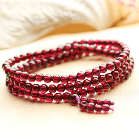 Shiyue Jewelry 5mm Wine Red Three Rings Garnet Bracelet Bracelet Crystal Agate Valentine's Day Gift