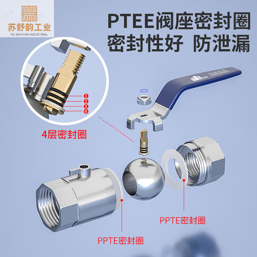 Butler Cat carbon steel ball valve connected to the water pipe 4 points 6 minutes 1 inch anti-freeze and anti-freeze DN15 double inner wire valve switch 4 points double inner wire DN15 thread 1/2