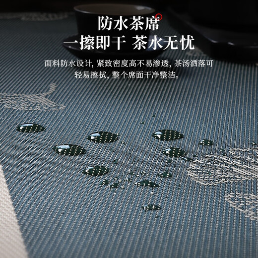 Qumo Chinese style tea mat table flag new Chinese Zen tea towel tablecloth high-end waterproof Chinese style small size tea tray mat Ginkgo leaf blue background 30*150cm