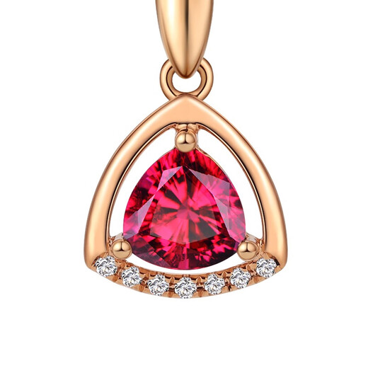 Laomiao 18k gold necklace garnet pendant women's colorful treasure as a Chinese Valentine's Day gift for girlfriend and mother (not including necklace) total weight about 1.25g
