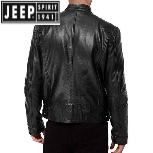 Jeep Spirit Lederjacke Herren -Topmantel vielseitiger Gentleman warmer Reißverschluss Cardigan Taschendekoration PU Lederstand Kragen Braun L.
