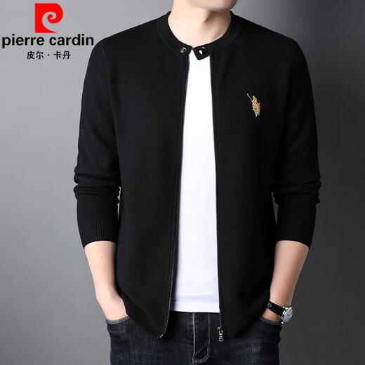 皮尔卡丹（pierre cardin）羊毛开衫男士针织衫春秋外套韩版男士毛衣拉链针织开衫男装毛衫 蓝色 105/165/M