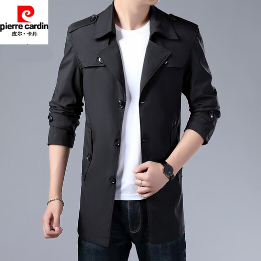 Pierre Cardin 2025 New Mid-Length Men's Windbreaker Spring and Autumn Slim British Style Trendy Handsome Jacket Men 8808 Off-White L 115-130Jin Jin is equal to 0.5kg Wear