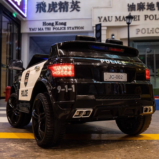 No more fun, no more children's electric car four-wheel drive car for men and women with remote control toy car that can sit in a baby police car stroller high-end white dual drive + foam wheel + leather seat