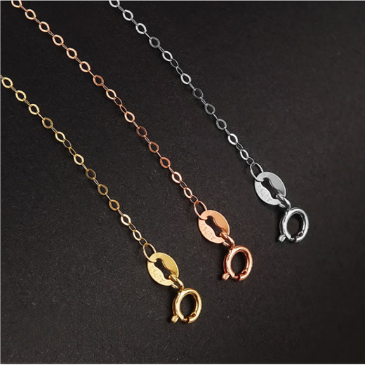 Fat Donglai's same style 18k gold necklace for women, rose gold AU750 clavicle chain, adjustable plain chain, K yellow necklace 0.8g x 50cm