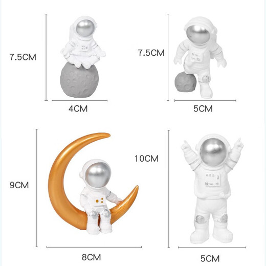 Cassegrain creative astronaut small ornaments desktop astronaut living room TV cabinet children's room layout home decoration furnishings bedside decompression decoration housewarming gift birthday gift silver 4-piece set