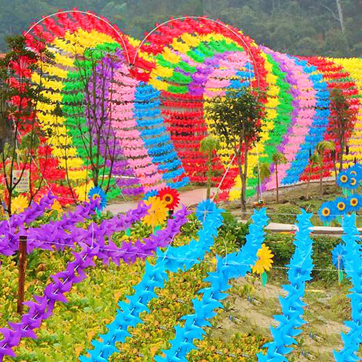 Yingrong Windmill Outdoor Dekoration Sport trifft Kindergärtner Kinder handgefertigtes Windmühlenspielzeug hängen Salon Vierblatt Diagonaldurchmesser 17cm100 gemischte Show Siehe das Hauptbild
