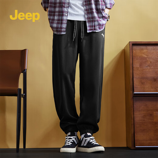 Jeep (JEEP) Jeep sweatpants men's spring and autumn loose-fitting sweatpants autumn fashion brand casual trousers boys' pants Y pure black XL