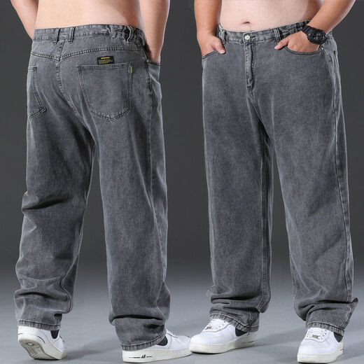 Baochilang, jean masculin de grande taille en été, pantalon droit masculin, pantalon de graisse d'âge moyen de style mince d'été pour hommes [902 + noir] [dans la livraison] 34 tailles [2 pieds 7 tour de taille] 150-160jin [Jin est 0,5 kg]