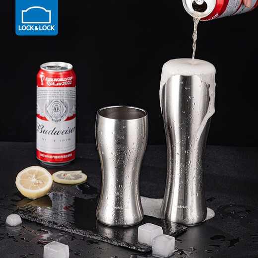 LOCK&LOCK craft beer cup large capacity stainless steel cup high-end outdoor camping household water cup anti-fall draft beer cup beverage cup 400ML