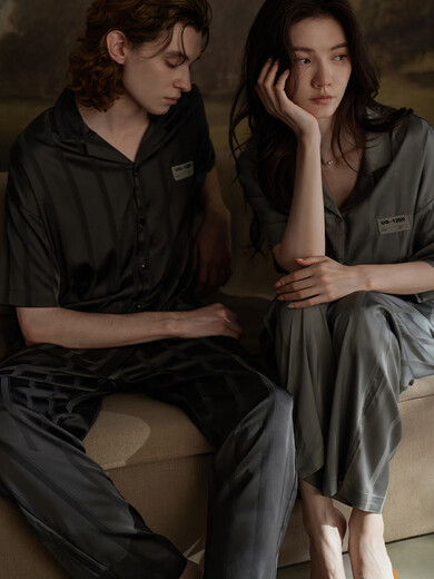 Tonyu (TONGYU) Tonyu Summer New Ice Silk Couple Pajamas High-end Home Suit Short Sleeve Trousers One Men and One Women Spring and Summer Set Women S3878 XL 175 Men