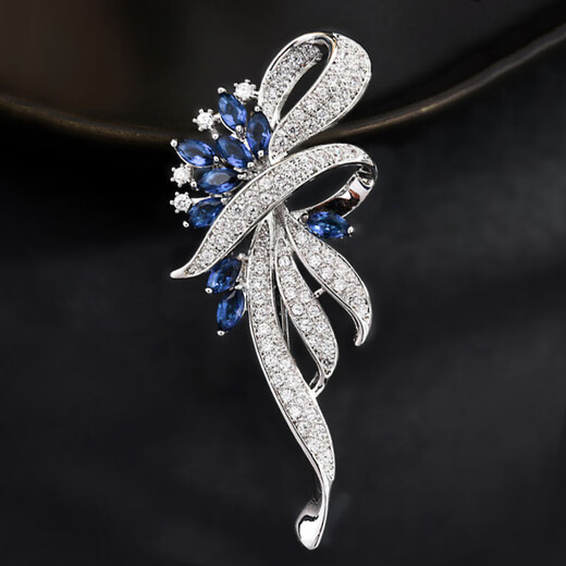Feihua corsage brooch women's creative jewelry fashion jewelry anti-exposure pin suit women's gift practical high-end exquisite iris blue 1 piece