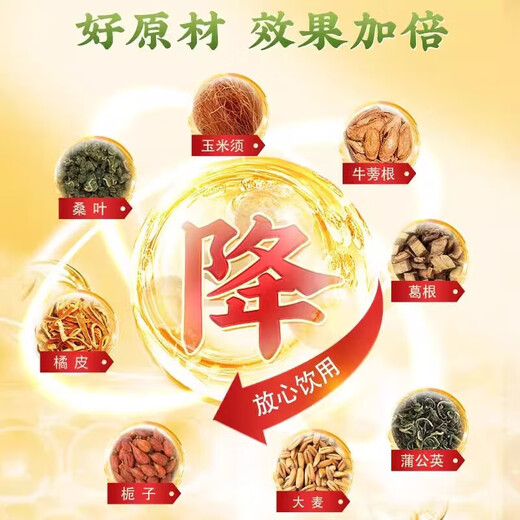 同仁堂玉米须桑叶茶青钱柳叶葛根牛蒡根栀子非降糖减肥泡水喝的养生茶 一盒装【5g*32】