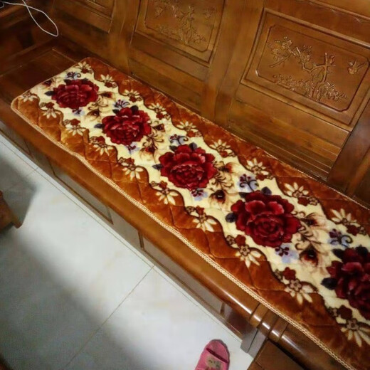 Runhuanian thickened non-slip solid wood mahogany plush blanket sofa cushion three-piece set single three-person four-person spring and autumn chair cushions Splendid Future Yellow 55*55 single cushion