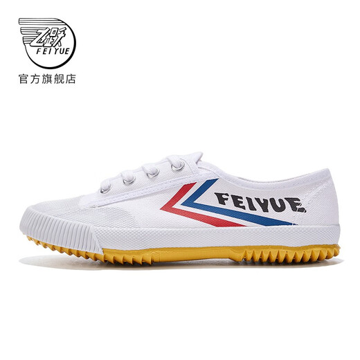 Feiyue official canvas shoes men's shoes summer breathable women's shoes Shaolin soul track and field jogging shoes couple casual sports shoes men classic white red blue 40 one size larger