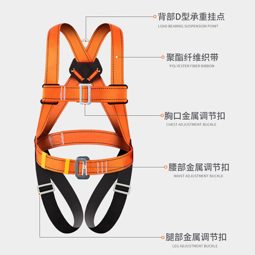 Luokeyan five-point safety belt, high-altitude working safety rope, full-body anti-fall national standard, double small hook 1.8m buffer bag, Beijing warehouse flash delivery