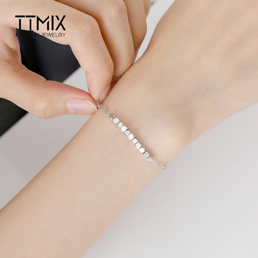 TTMIX shiny small sugar cube platinum bracelet PT950 fashionable women's platinum bracelet bracelet birthday gift double cross chain 3.7-3.9g