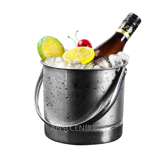 DASHINGLASS thickened portable ice bucket ice cube bucket stainless steel bar service ice bucket foreign wine bucket KTV ice storage bucket ice bucket + ice clip