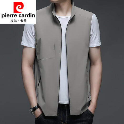 皮尔卡丹（pierre cardin）冰丝马甲男立领春夏季轻薄款户外运动休闲背心潮速干马夹无袖外套 青色 XL 建议130-150斤