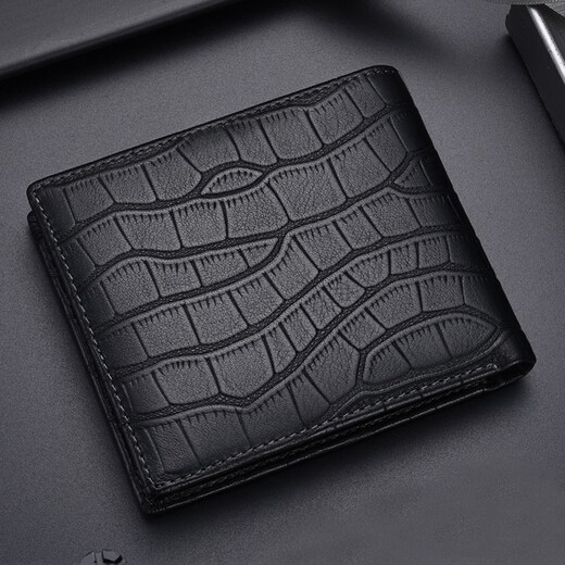 Sept Wolf Men's's Wallet Wallet Threet Full Full en cuir véritable en cuir bref Crocodile peut être placé sur le clip de permis de conduire Pure Couche de tête de coche Clip de billette