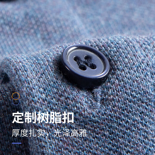 Shanshan pure cotton skin-friendly T-shirt men's long-sleeved autumn business casual commuting to work floral yarn lapel solid color men's clothing