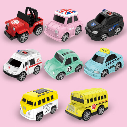 Creative simulation Huili alloy mini car police car bus school bus ambulance model children's toy gift light blue taxi (Huli alloy) H9920-1
