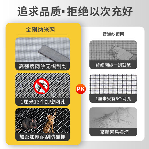 Kenbain King Kong nano screen mesh self-installed window anti-mosquito screen household replacement dust-proof sand window insect-proof mesh self-adhesive special dense reinforced mesh gray screen 13 holes per centimeter 0.6x2m