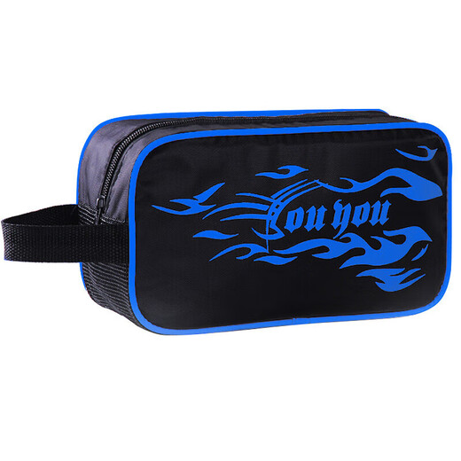 You swimming trunks, swimming goggles, men's suit, swimming trunks, goggles and swimming cap, five-piece flame suit Z25101 black bottom blue flame 2XL size