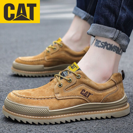 Carter CAT Low-top Men's Shoes Casual Men's Shoes Fashion versatile Martin Boots Heightening Men's Shoes Working Shoes 8050 Sand Color 42 Standard Size