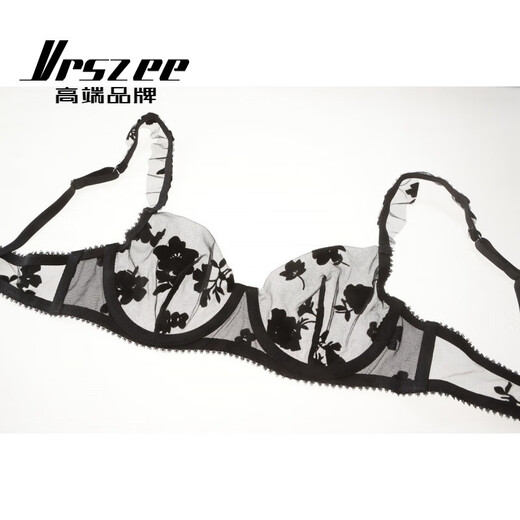 
VRSZEE high-end brand underwear for women with thin embroidered lace bra set on bra tempting underwear bikini black suit 80B