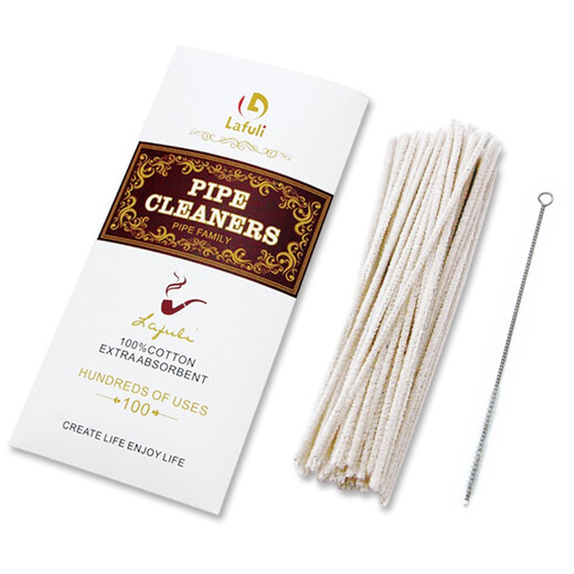 Lafulilafuli Pipe Cleaning Strips Selected Pure Cotton Pipe Cleaning Strips 100 Strips with Metal Pins 1 Pack