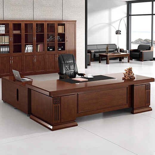 Lanran boss desk solid wood veneer desk president desk high-end paint executive desk 2000*1000mm including side cabinets