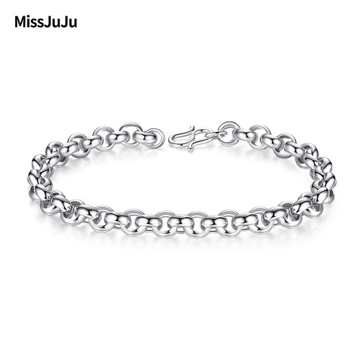 Miss JuJu platinum bracelet for men, pt950 platinum classic O-shaped chain cross chain for women, weight 10.78g, length 20cm, thickness 4.5mm S buckle