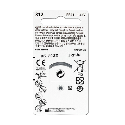 助听器配件美国斯达克助听器电池纽扣s13a\s312a\s10a\s675a s675a（5板20粒）