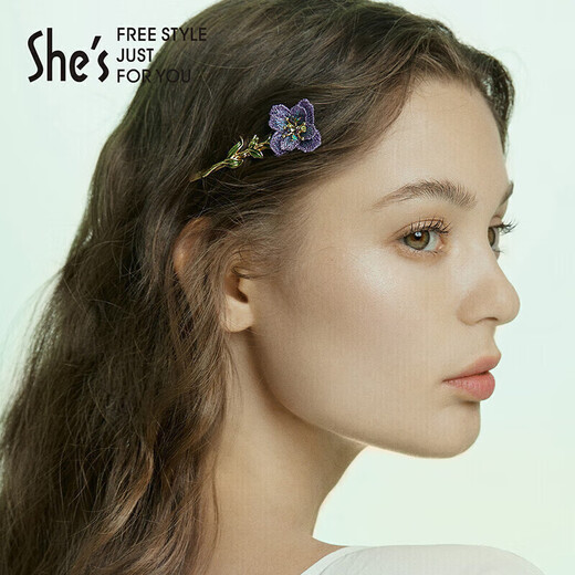 She s Forget-me-not embroidered flower hairpin light luxury oil drop leaf hairpin hair accessories birthday gift for girlfriend