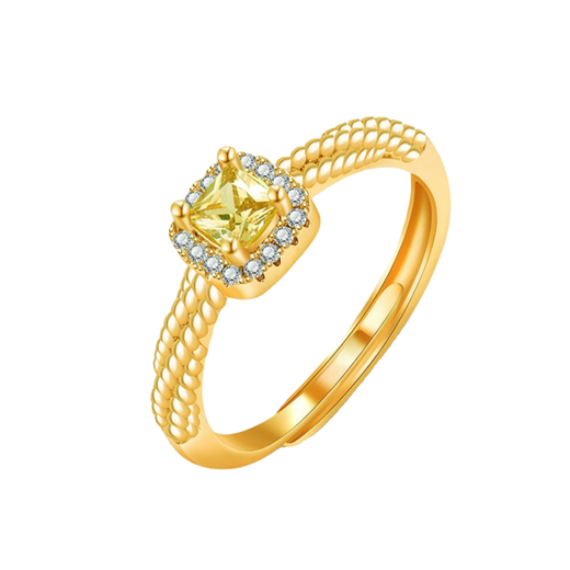 DL 1998 Fat Donglai same style small sugar cube gold ring small sugar cube women's gold covered silver ring new style for girlfriend's birthday gold small sugar cube ring counter gift box 1g opening adjustable