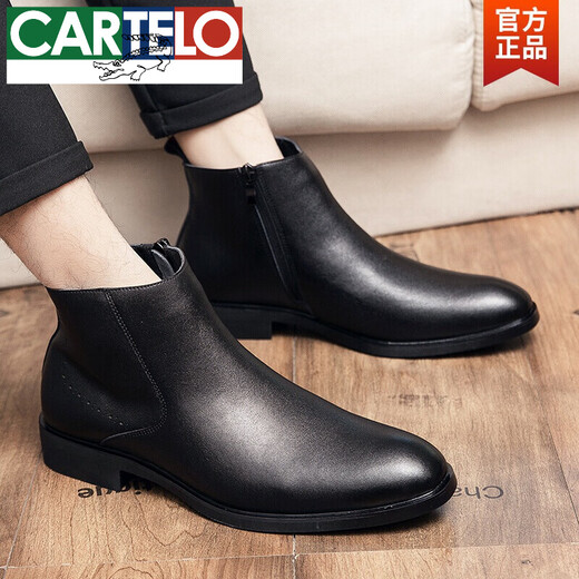 Kartel Autumn Chelsea Boots Herrenleder Martin Boots High Top Leder Schuhe Britisch -Stil -Stiefel Stiefel Friseur Kurzstiefel Schwarz 37