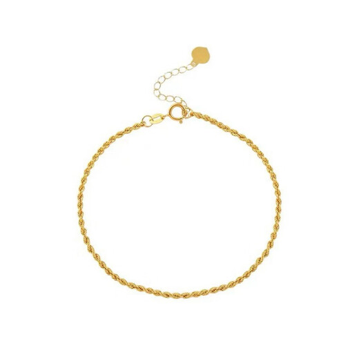 Ji Ge 18k gold hemp rope bracelet Au750 adjustable color gold simple versatile twist design plain chain 18cm yellow gold 0.4