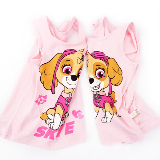 Paw Patrol Summer Children's Vest for Boys and Girls Thin Combed Cotton Bottoming Camisole Small Vest to Wear 2 Packs PA158 (Pink + Pink) 110cm