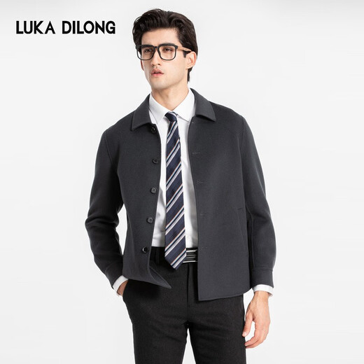 Luca Dilon 100% Sheep Autumn and Winter Wool Jacket Double-sided Nylon Warm Casual Versatile Jacket Dark Blue L 50