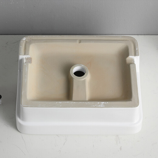 Inviil SEMI-EMBEDDED WASH BASIN Céramique de salle de bain COMPTENDRE SALLE SALLE SALLE SMAL SMAL SMALON LAVE BOURIEUR BOURIEUR BASIN SEMI-HUNG UN STYLE BASIN SEMI-HUNG 4837 (avec des trous de trop-plein) + Black Pull-Pull Rotating Faucet (Note blanche)