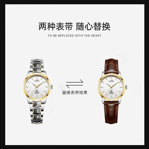 Gu Zun (GOLGEN) watch men's automatic mechanical watch calendar watch female couple's national watch waterproof jazz series birthday gift 6197 gold and white disk mechanical women's watch GN.6197L.VGS