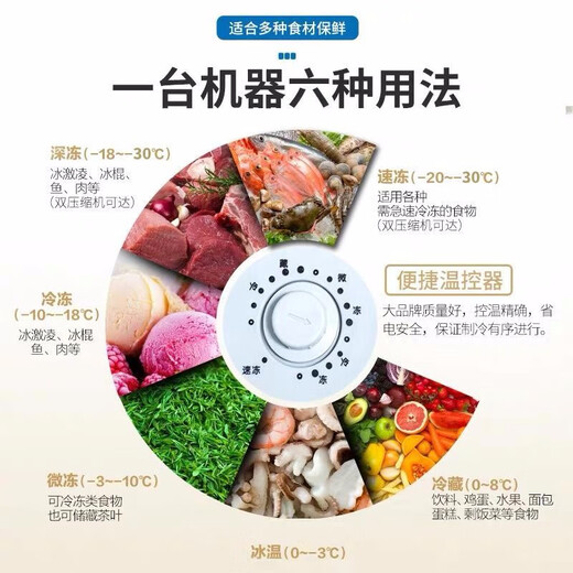 Heqiang Heqiang Freezer Commercial grande capacité Refrigéré Freiner Cabinet d'économie d'énergie Commercial Freezer Double porte silencieuse armoire de viande congelée 688 TEMPS TEMPRATEUR DE COPPORTE