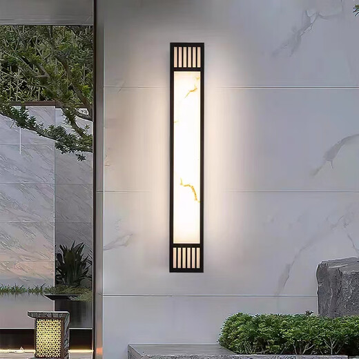 Stainless steel outdoor wall lamp, Chinese imitation marble wall lamp, hotel villa exterior wall garden lamp, waterproof and rust-proof walkway lamp, stainless steel No. 1 model 80*12cm