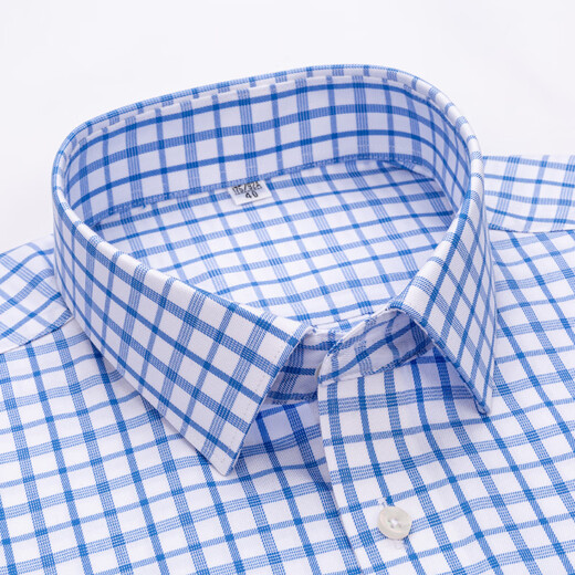 Jarrman Vireaf italiano Gioya Mani Big Brand Luxury Men 100% Pure Cotton Camisa de algodón de alta gama fácil de mantenimiento grande Tamaño 795 Azul Grid 40