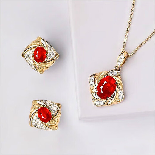 Haikai 18 gold k necklace women's diamond necklace high-end luxury red gemstone Valentine's Day birthday gift 50 points ruby necklace (including gemstones)